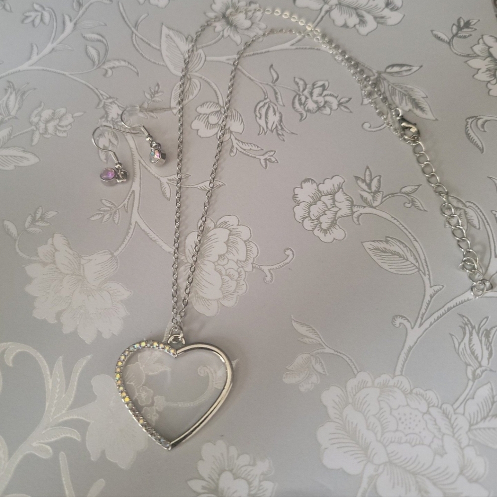 Love to Sparkle Multi Necklace Set with Heart-shape Silver Fashion Jewerly